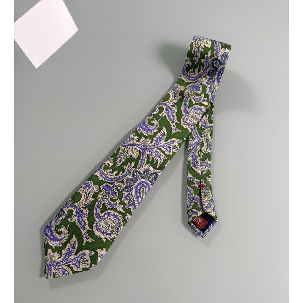 Chaps Hand Made tie Mens Standard Fit Multicolor Paisley 100% Silk Preppy